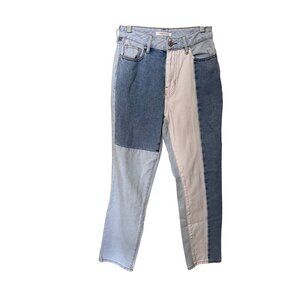 PacSun Womens High-Rise Two-Tone Mom Jeans Size 25 Cotton Blend Blue & White